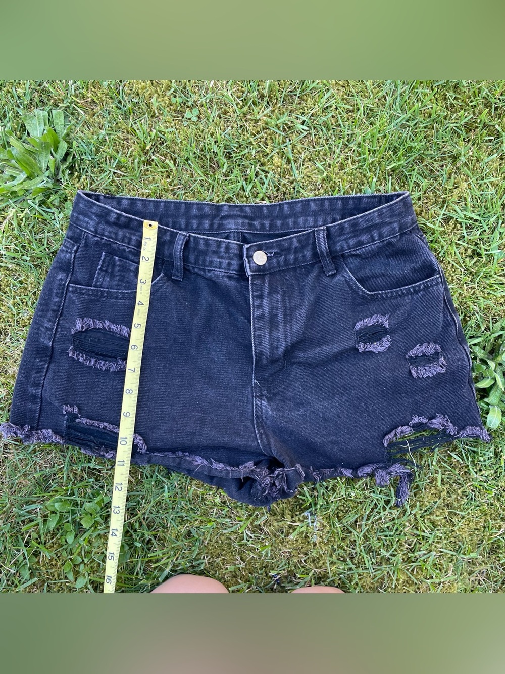 American Eagle Outfitters Black Distressed Denim Shorts